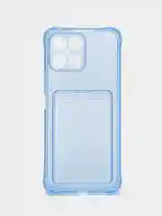 Голубой чехол противоударный для Honor X8 4G, Хонор Х8 4G прозрачный, с карманом для карты