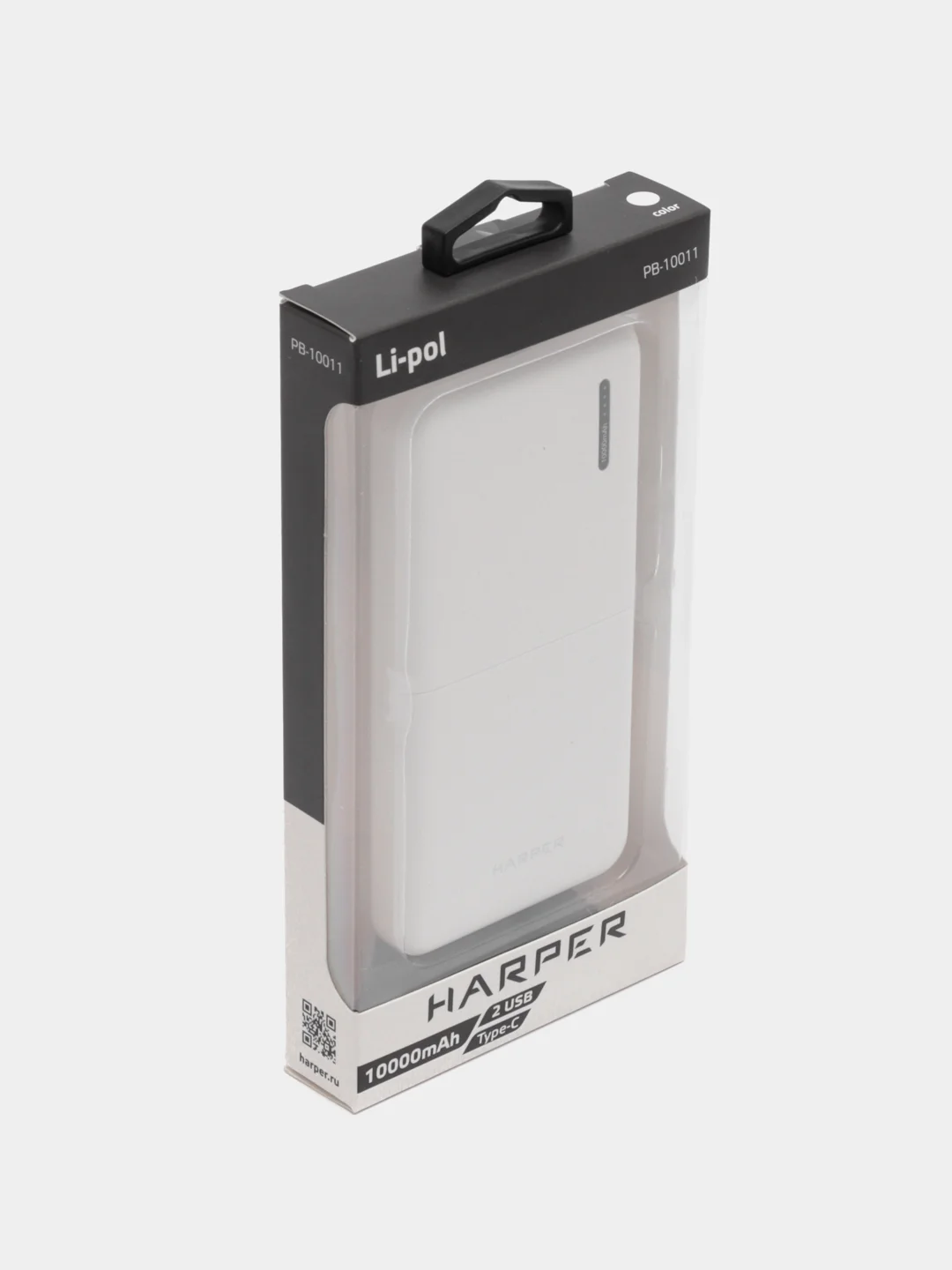 Белый внешний аккумулятор Harper PB-10011, 10000 мАч, Micro USB, гарантия 1 год