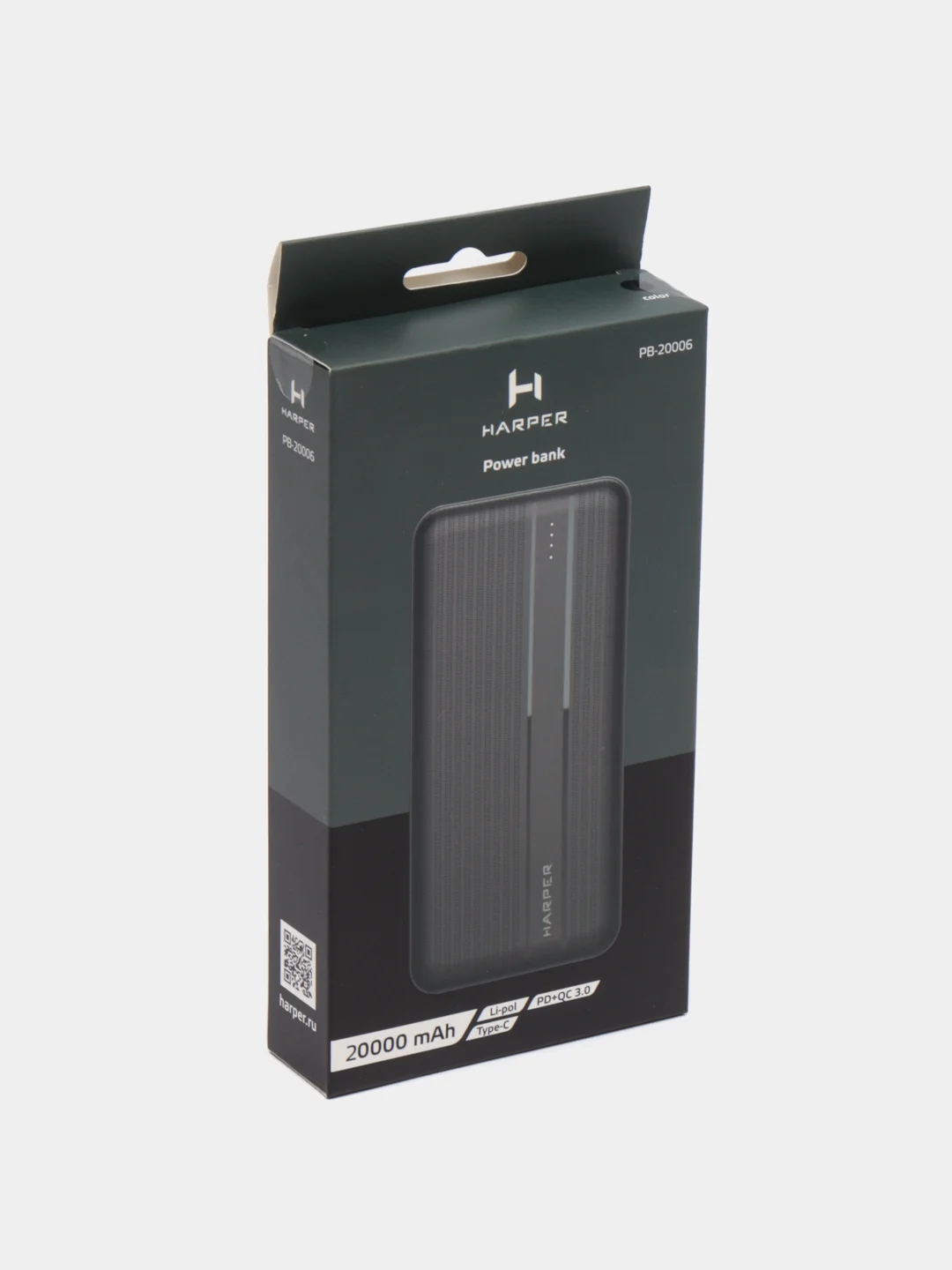 Внешний аккумулятор Harper PB-20006, 20000мАч, быстрая зарядка,Micro USB,Type-C,USBх2