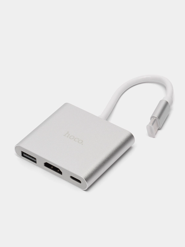 Переходник HOCO HB14 USB HUB для Macbook, Type-c to USB-C, USB 3.0, HDMI, PD