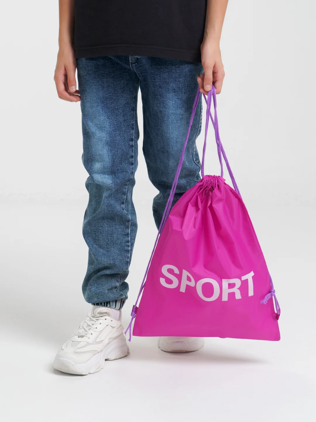 Фуксия мешок для обуви с принтом "Sport"