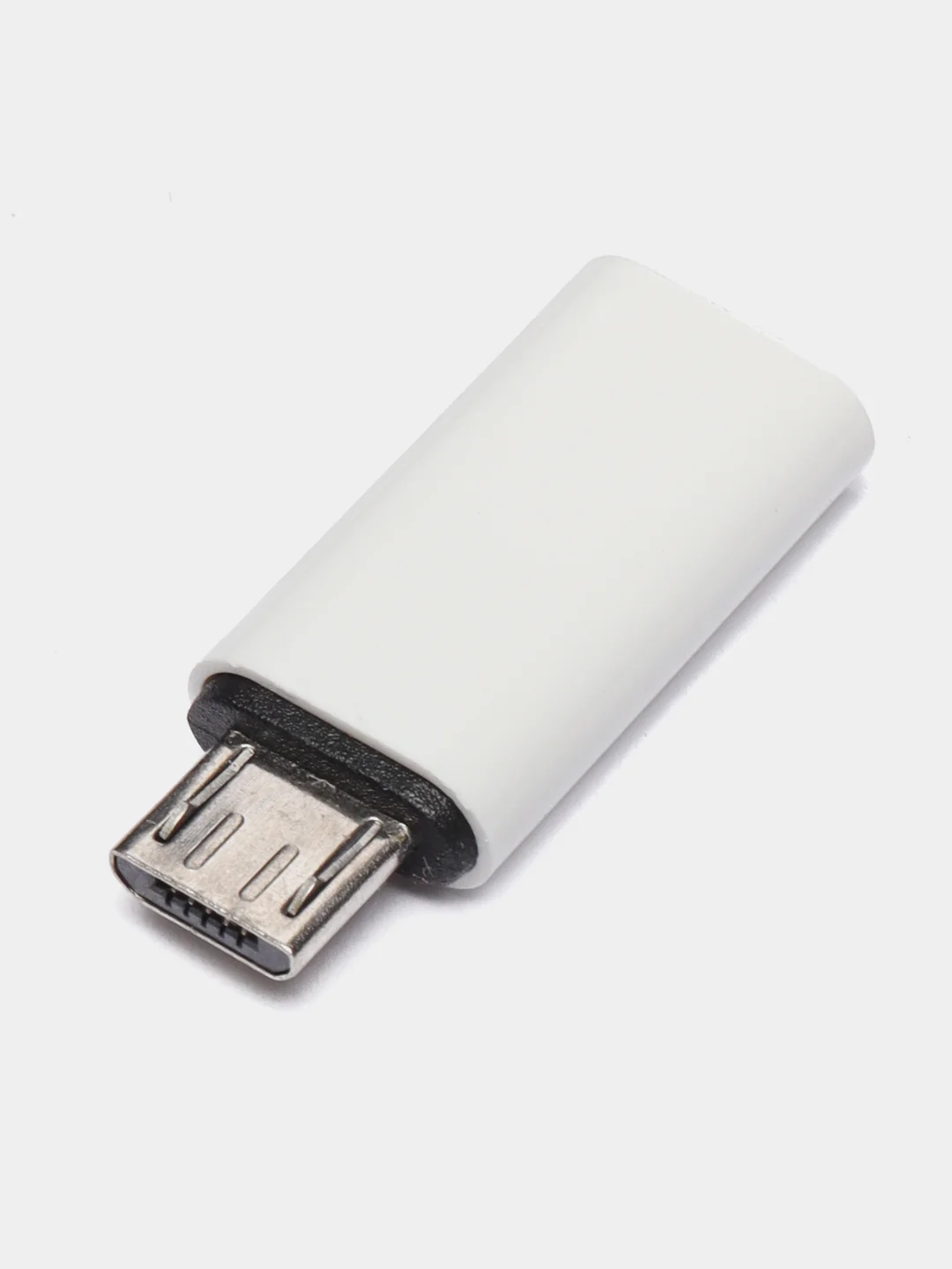 Белый адаптер переходник гнездо Type-C на штекер micro usb