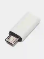 Белый адаптер переходник гнездо Type-C на штекер micro usb