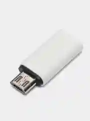 Белый адаптер переходник гнездо Type-C на штекер micro usb