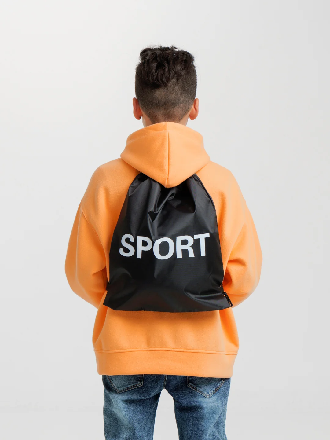 Черный мешок для обуви с принтом "Sport"
