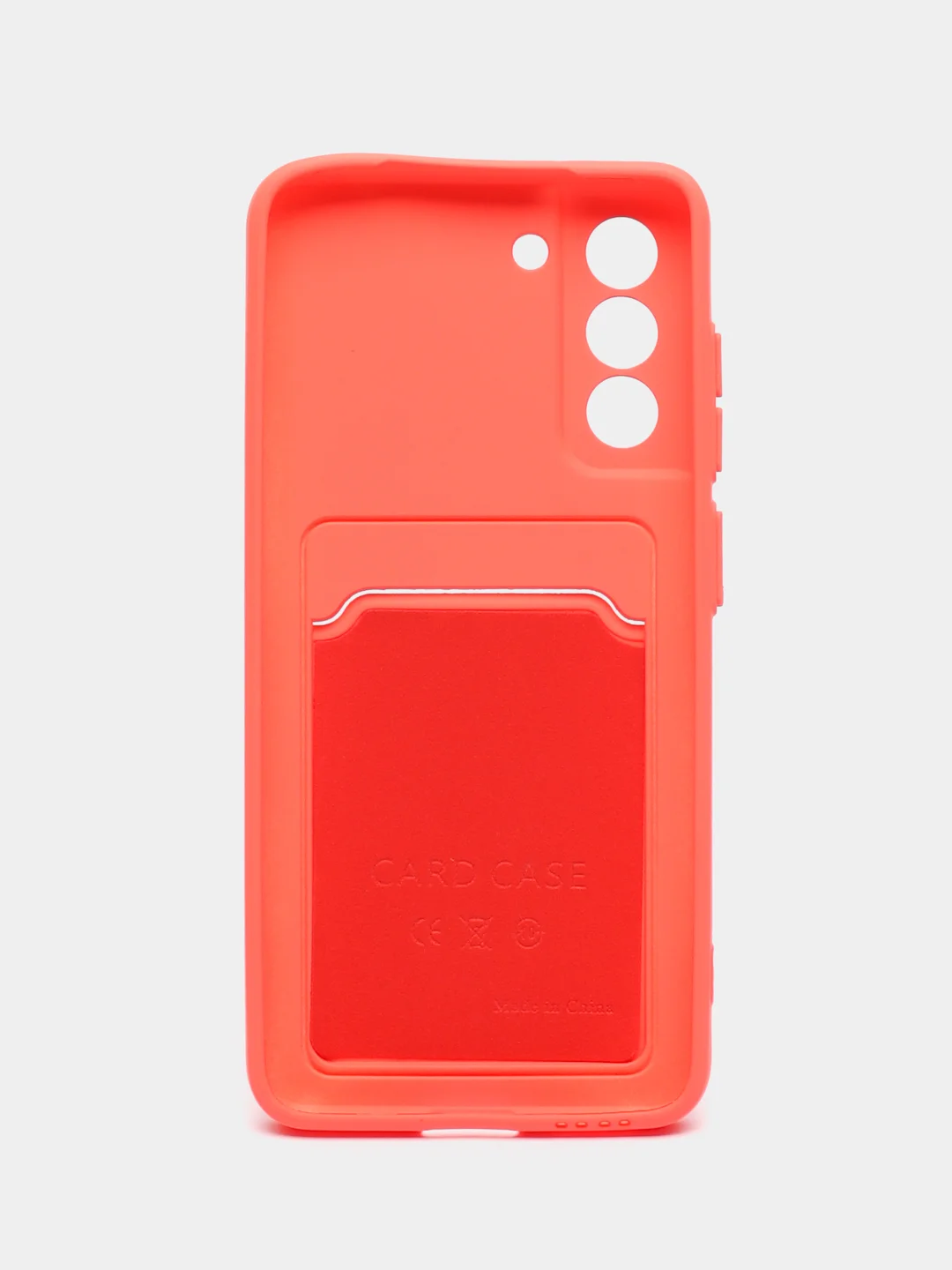 Коралловый чехол для Samsung Galaxy S21 FE / Самсунг Галакси С21 ФЕ силиконовый, с карманом для карты