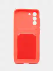 Коралловый чехол для Samsung Galaxy S21 FE / Самсунг Галакси С21 ФЕ силиконовый, с карманом для карты