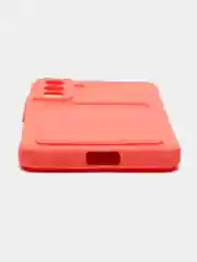 Коралловый чехол для Samsung Galaxy S21 FE / Самсунг Галакси С21 ФЕ силиконовый, с карманом для карты