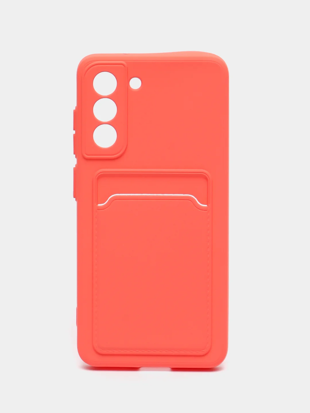 Коралловый чехол для Samsung Galaxy S21 FE / Самсунг Галакси С21 ФЕ силиконовый, с карманом для карты