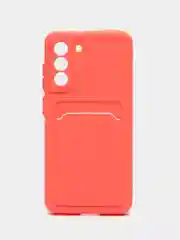 Коралловый чехол для Samsung Galaxy S21 FE / Самсунг Галакси С21 ФЕ силиконовый, с карманом для карты
