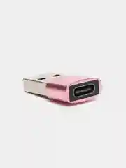 Розовый адаптер переходник Type-А на USB Type-С для зарядки