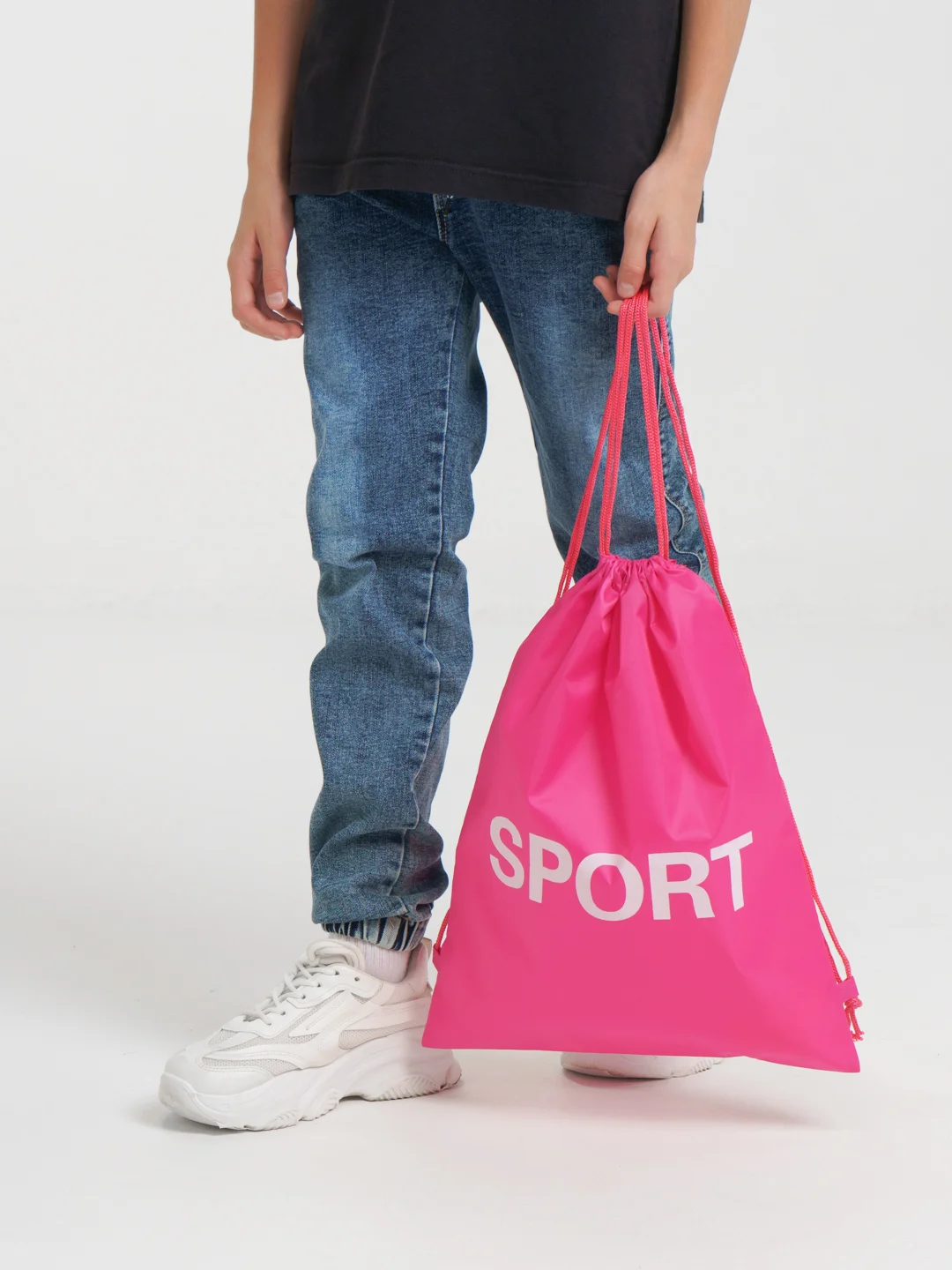 Тёмно-розовый мешок для обуви с принтом "Sport"