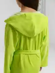 Салатовый халат махровый, детский, банный, с капюшоном, на поясе