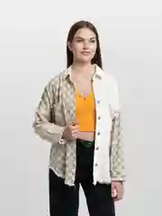 Золотистый хаки рубашка джинсовая, женская, оверсайз
