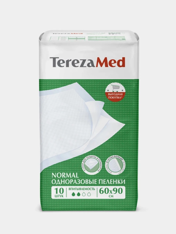 Пеленки одноразовые TerezaMed Normal, универсальные, 60x90 см, 10 штук