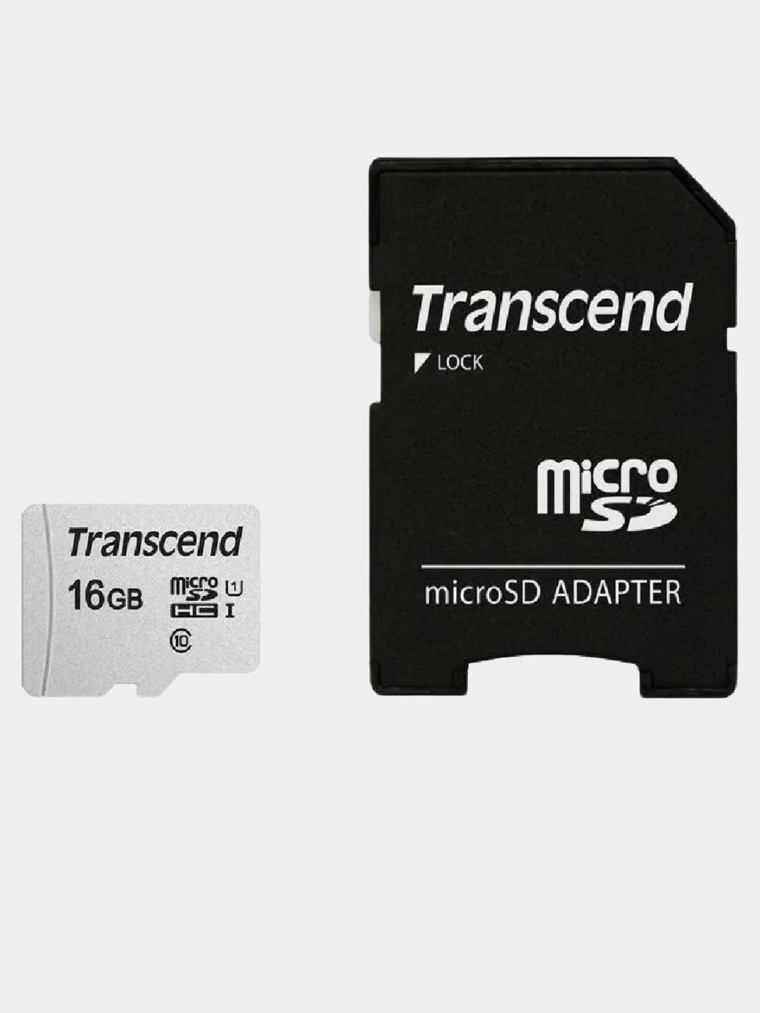 Карта памяти с адаптером Transcend microSD 300S Class 10 (U1 / A1), память 100MB/s