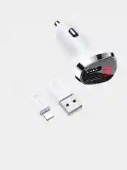 Белый автомобильное зарядное устройство Borofone BZ15, с USB-Lightning