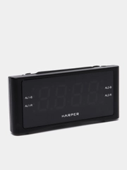 Часы с будильником Harper HCLK-1007, радио и с LED дисплеем, черные