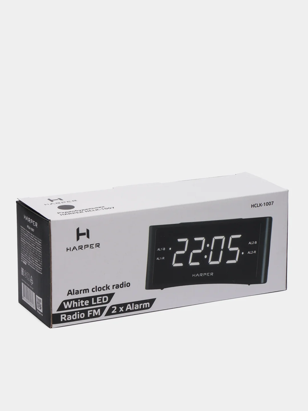 Часы с будильником Harper HCLK-1007, радио и с LED дисплеем, черные