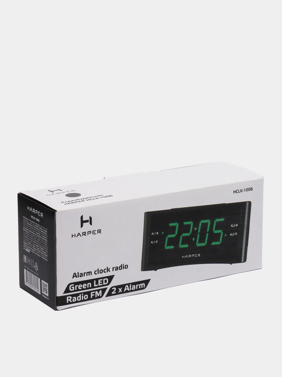 Часы с будильником Harper HCLK-1006, радио и с LED дисплеем, индикации дисплея зеленая