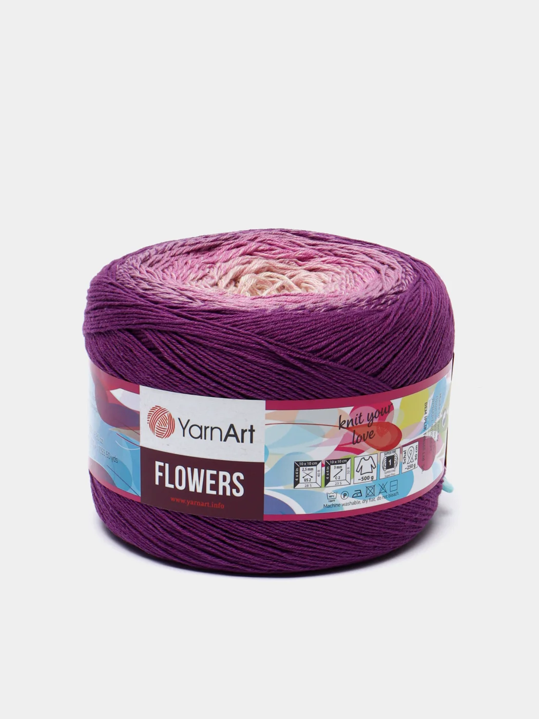 Фиолетовый пряжа YarnArt Flowers 55% Хлопок 45% Полиакрил 250г 1000м, 1 моток