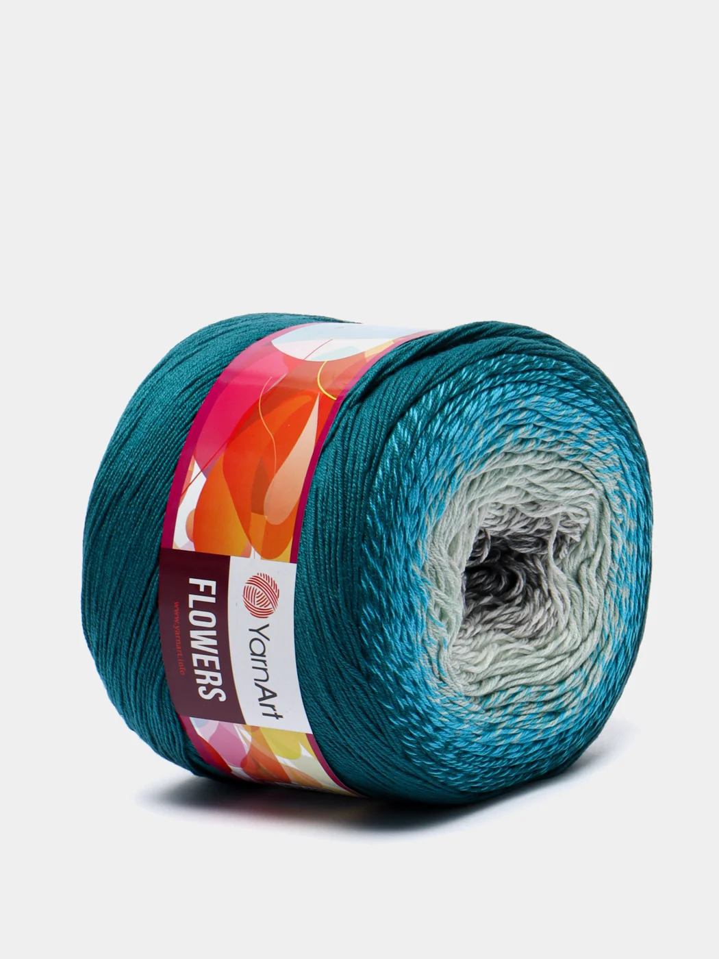 Тёмно-бирюзовый пряжа YarnArt Flowers 55% Хлопок 45% Полиакрил 250г 1000м, 1 моток