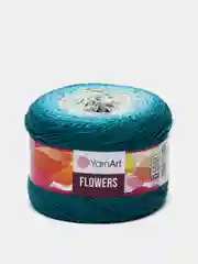 Тёмно-бирюзовый пряжа YarnArt Flowers 55% Хлопок 45% Полиакрил 250г 1000м, 1 моток