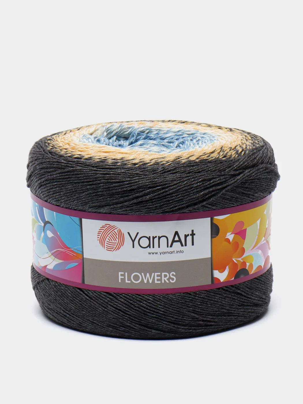 Угольный пряжа YarnArt Flowers 55% Хлопок 45% Полиакрил 250г 1000м, 1 моток