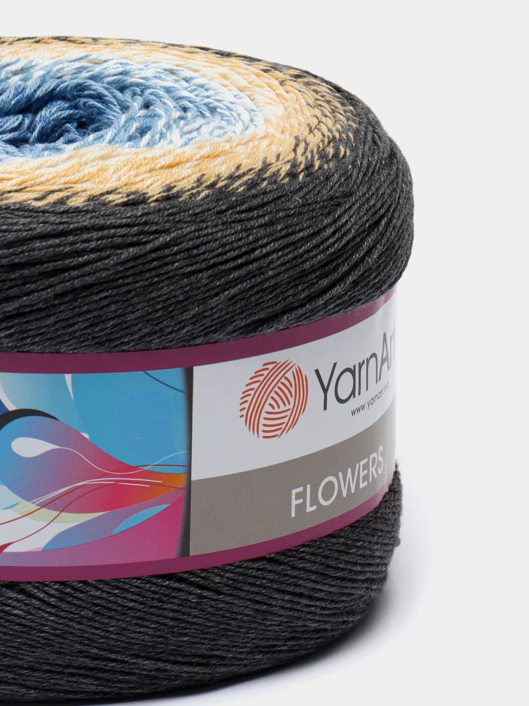 Угольный пряжа YarnArt Flowers 55% Хлопок 45% Полиакрил 250г 1000м, 1 моток