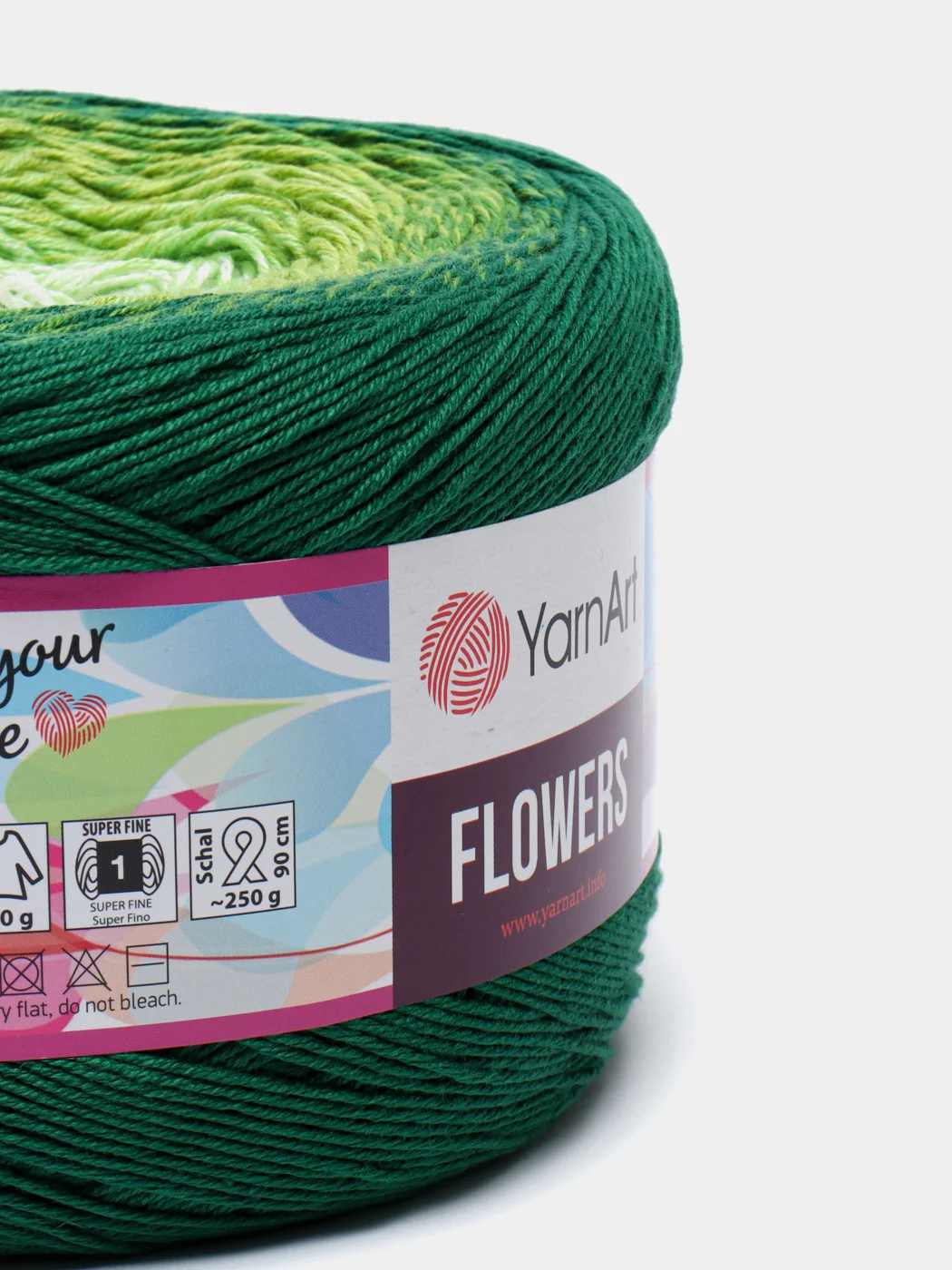 Лайм пряжа YarnArt Flowers 55% Хлопок 45% Полиакрил 250г 1000м, 1 моток