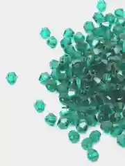 Зеленый бусины стеклянные граненные биконус