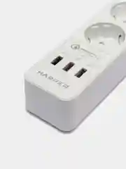 Белый сетевой фильтр-удлинитель HARPER UCH-410, 3 розетки, 3-USB-порта, 3 метра, 4000 Вт