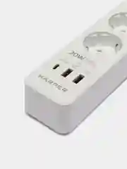 Сетевой фильтр Harper UCH-430, 3 метра, 3 розетки, 2 USB, Type-C, 4000 Вт, белый