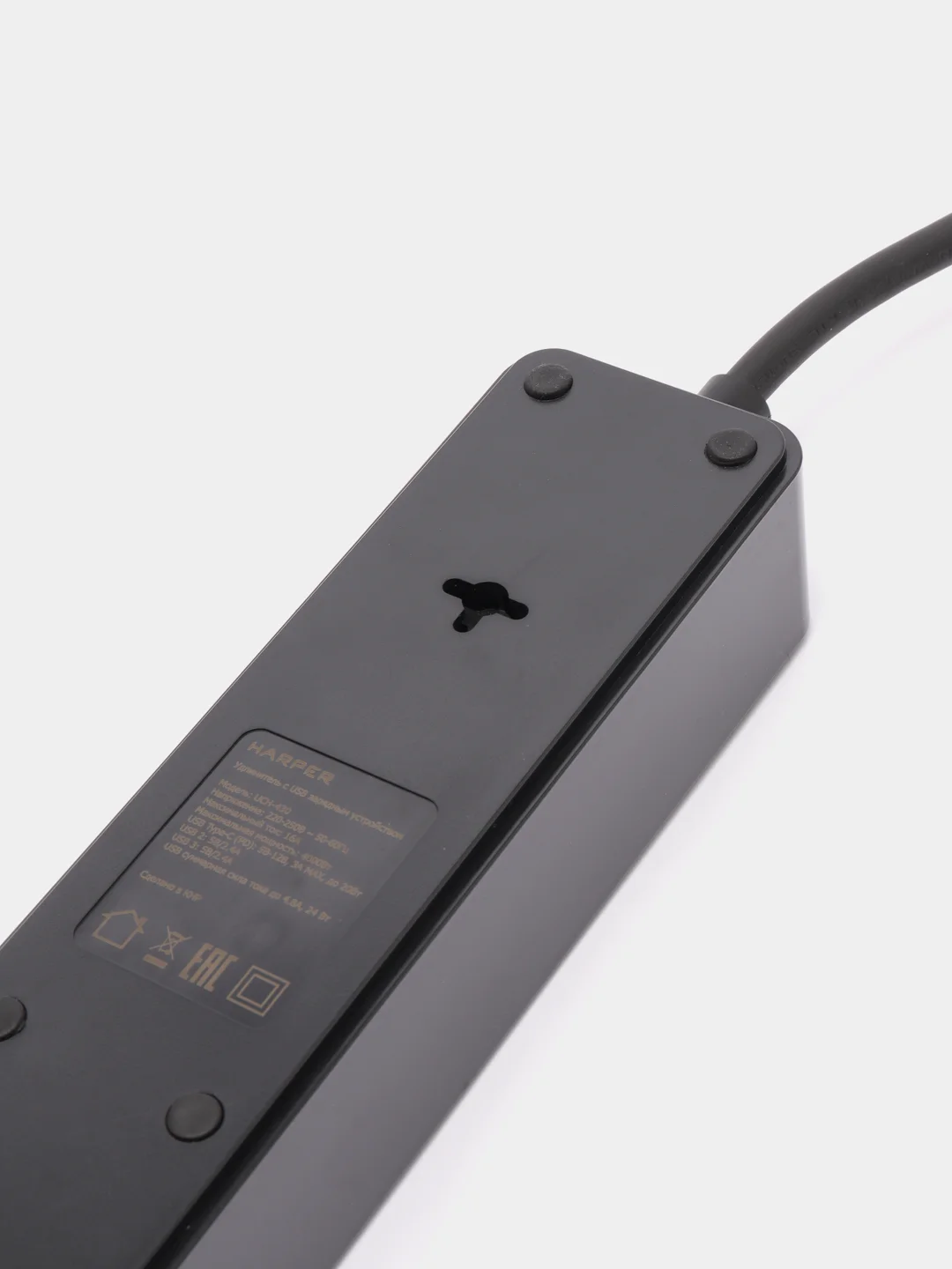 Сетевой фильтр Harper UCH-430, 3 метра, 3 розетки, 2 USB, Type-C, 4000 Вт, черный