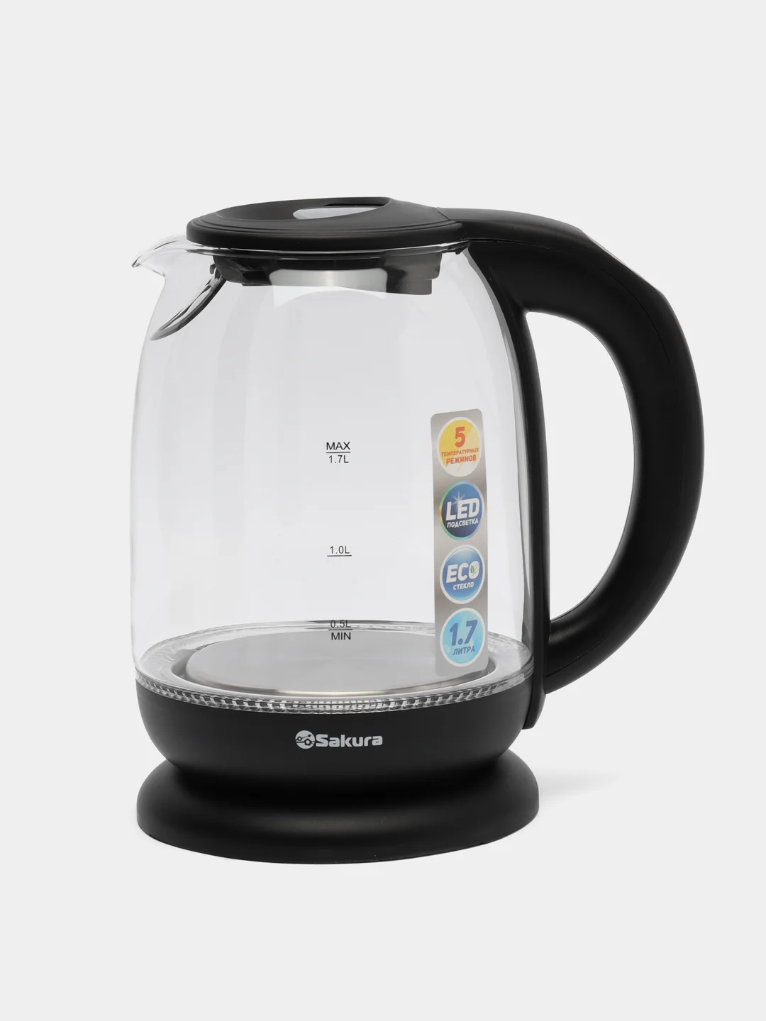 Черный чайник электрический Sakura SA-2718DBK, 1850-2200 Вт