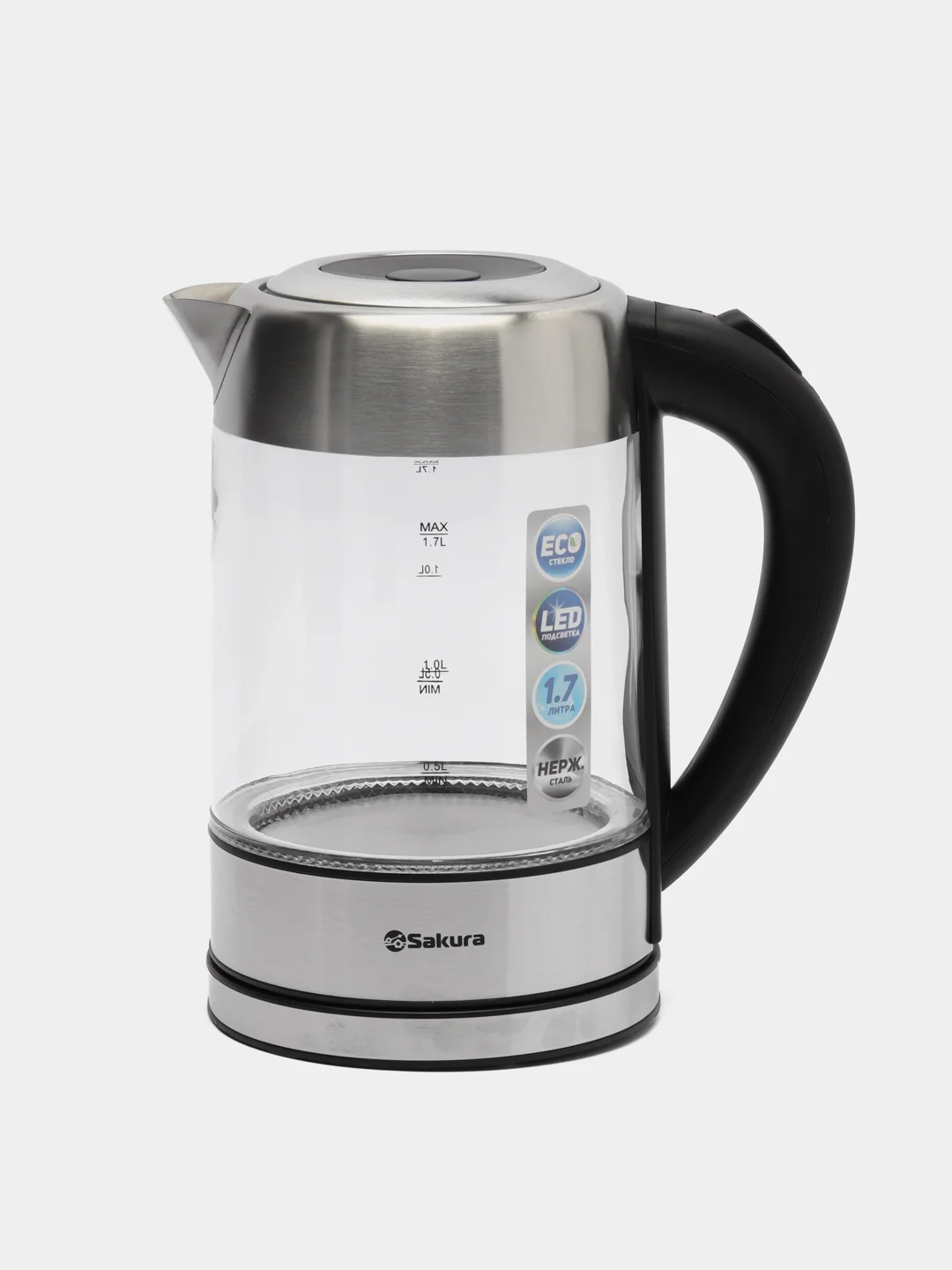 Серый меланж чайник электрический Sakura SA-2720SBK, 1850-2200 Вт