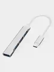 Серебряный хаб концентратор USB 3.0, USB Type-C Hub на 4 USB