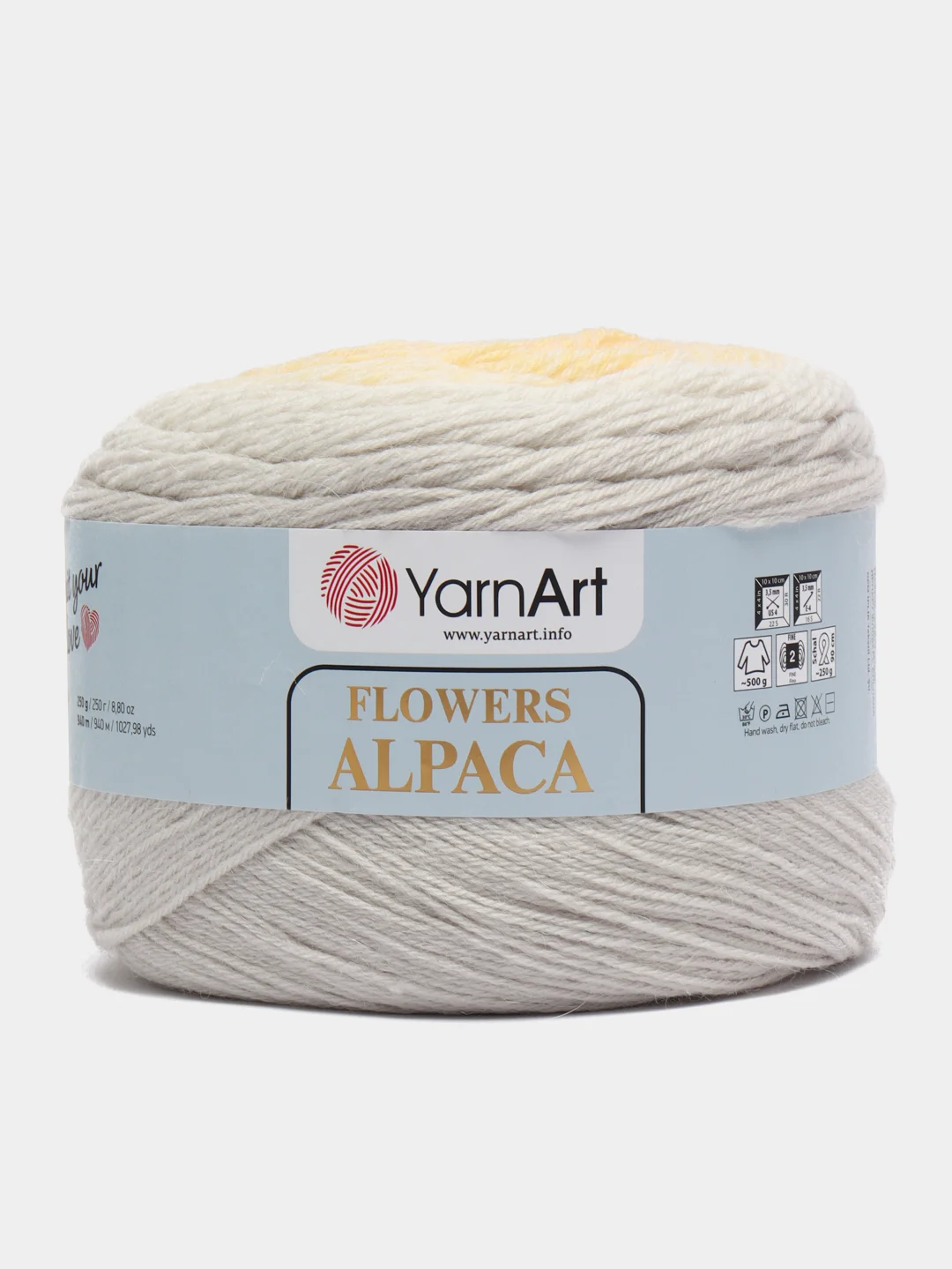 Серебряный пряжа YarnArt Flowers Alpaca, 80% акрил, 20% альпака, 250 г, 940 м, 1 моток