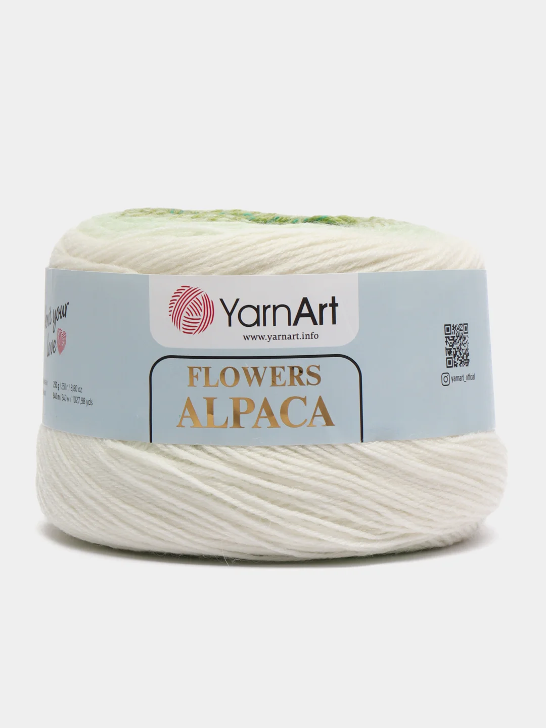 Белый пряжа YarnArt Flowers Alpaca, 80% акрил, 20% альпака, 250 г, 940 м, 1 моток