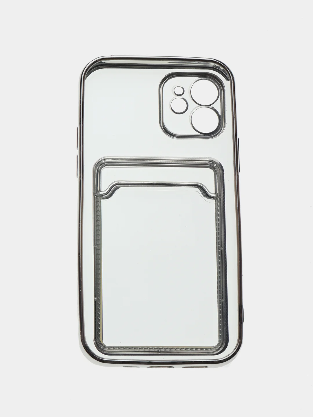 Серебряный чехол карточница iPhone 11, 12, 12 Pro, 12 Pro Max, 13, 13 Pro, 13 Pro Max, Redmi 9C, 9A