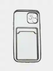 Серебряный чехол карточница iPhone 11, 12, 12 Pro, 12 Pro Max, 13, 13 Pro, 13 Pro Max, Redmi 9C, 9A