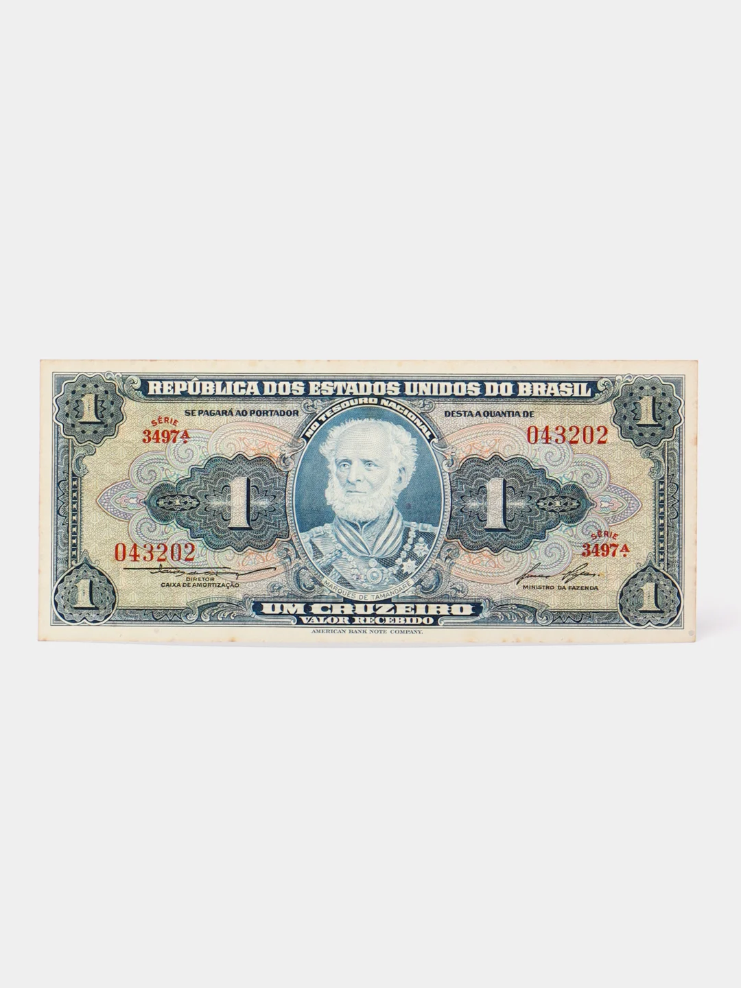 Иностранная банкнота 1 крузейро, 1958 г., Бразилия, 1 штука