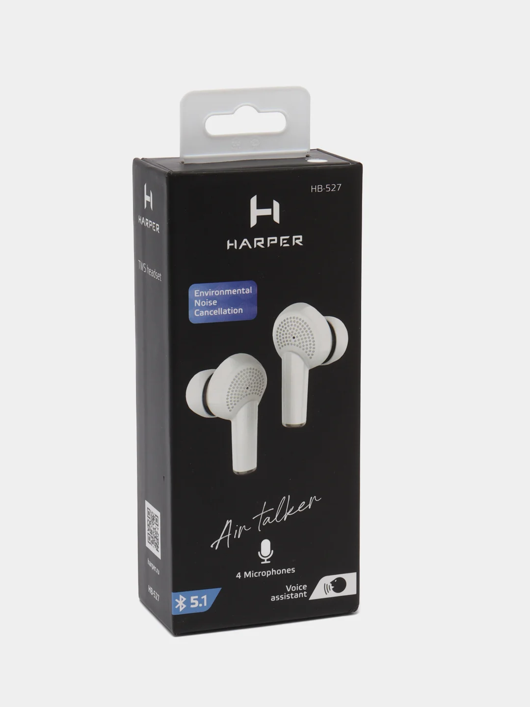 Белый наушники TWS HARPER HB-527, с микрофоном и шумоподавлением, Bluetooth 5.1