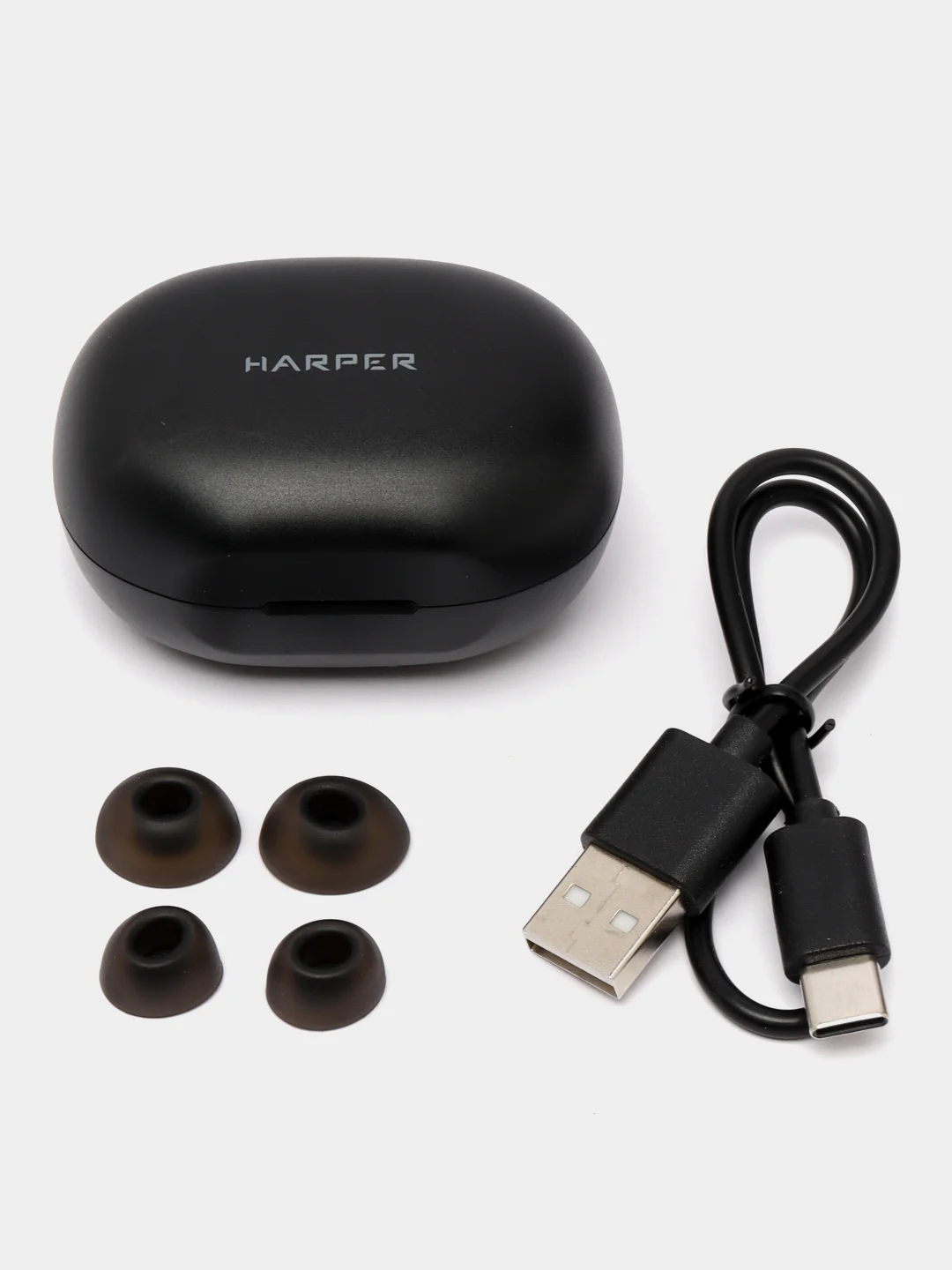 Черный наушники TWS Harper HB-555, беспроводные, сенсорные с активным шумоподавлением