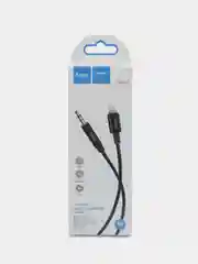 Тёмно-серый кабель hoco UPA19, AUX, 3.5 mm, Lightning, 1 м, в оплетке, черный, премиум