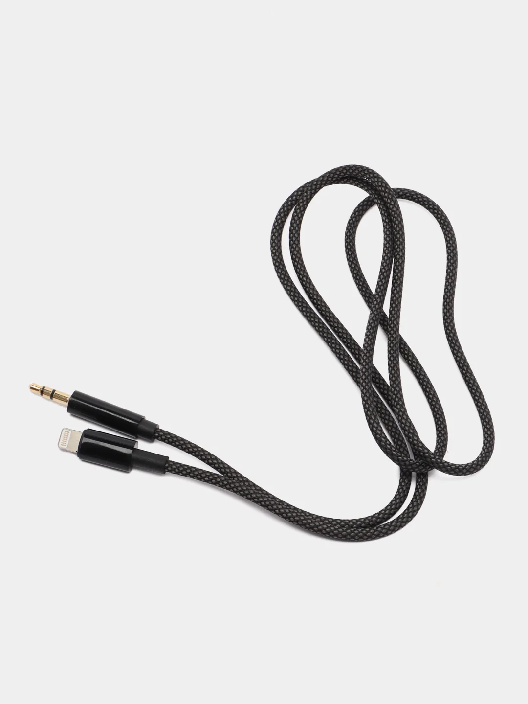 Тёмно-серый кабель hoco UPA19, AUX, 3.5 mm, Lightning, 1 м, в оплетке, черный, премиум