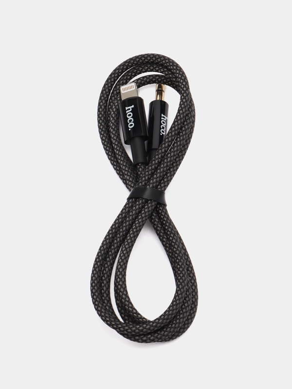 Кабель hoco UPA19, AUX, 3.5 mm, Lightning, 1 м, в оплетке, черный, премиум