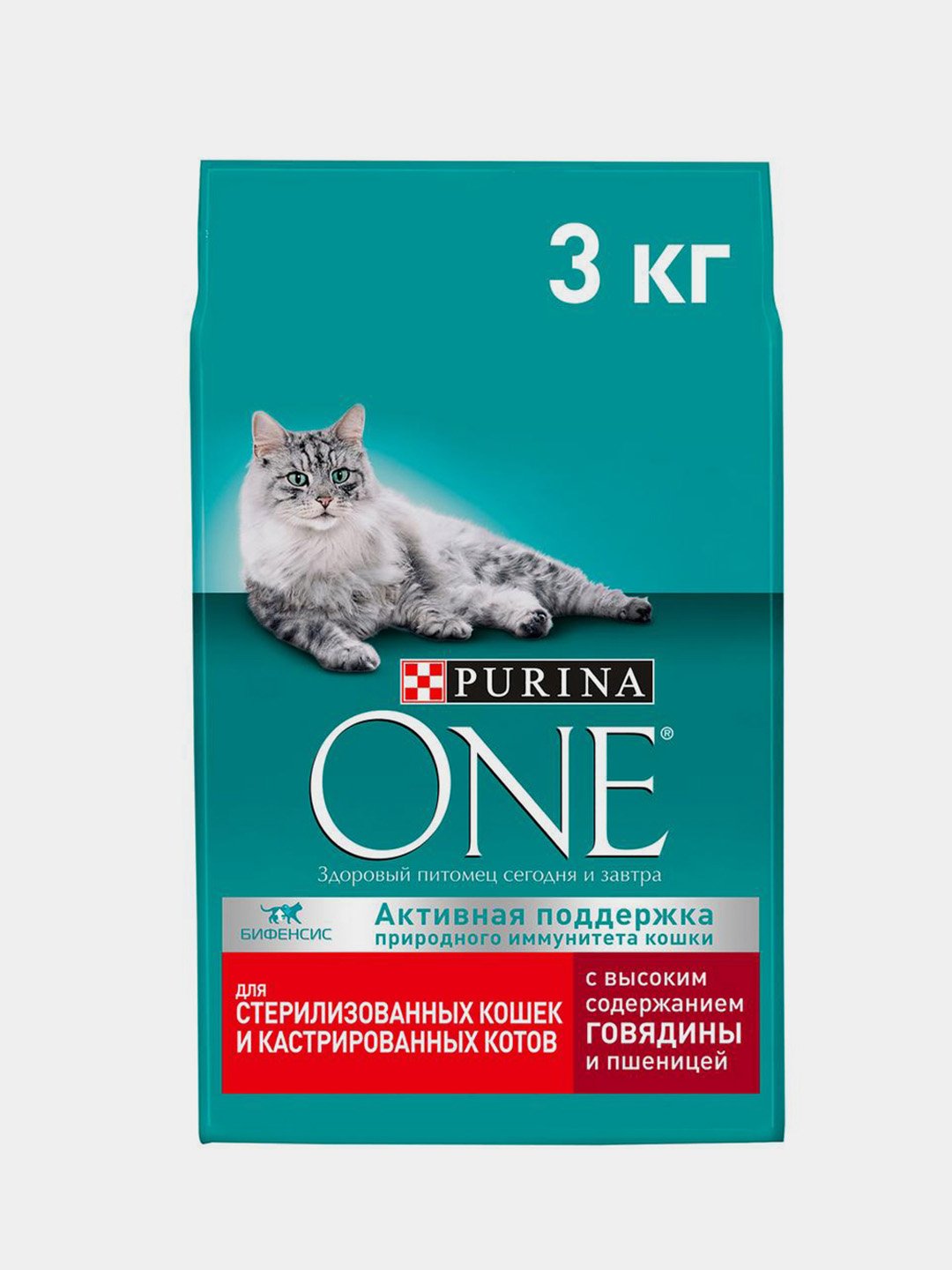 Сухой корм Purina One для стерилизованных кошек, с говядиной и пшеницей, 3кг