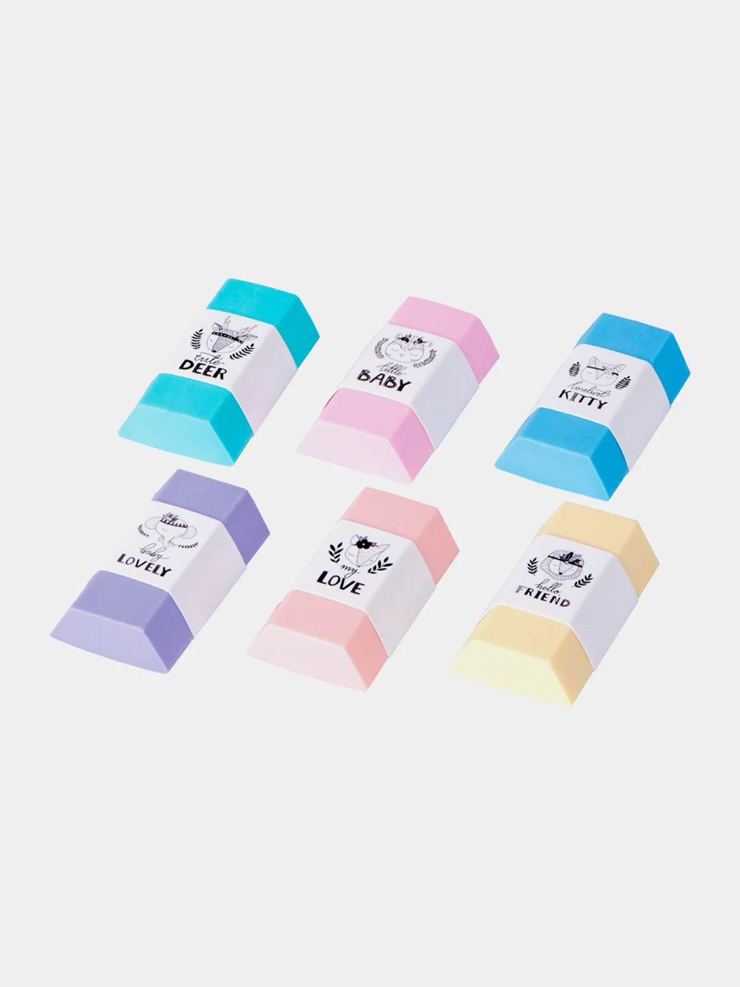 Ластик Berlingo "Pastel", 50 х 28 х 12 мм, 6 штук