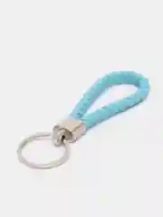 Голубой брелок плетеный, кожаный, петличка